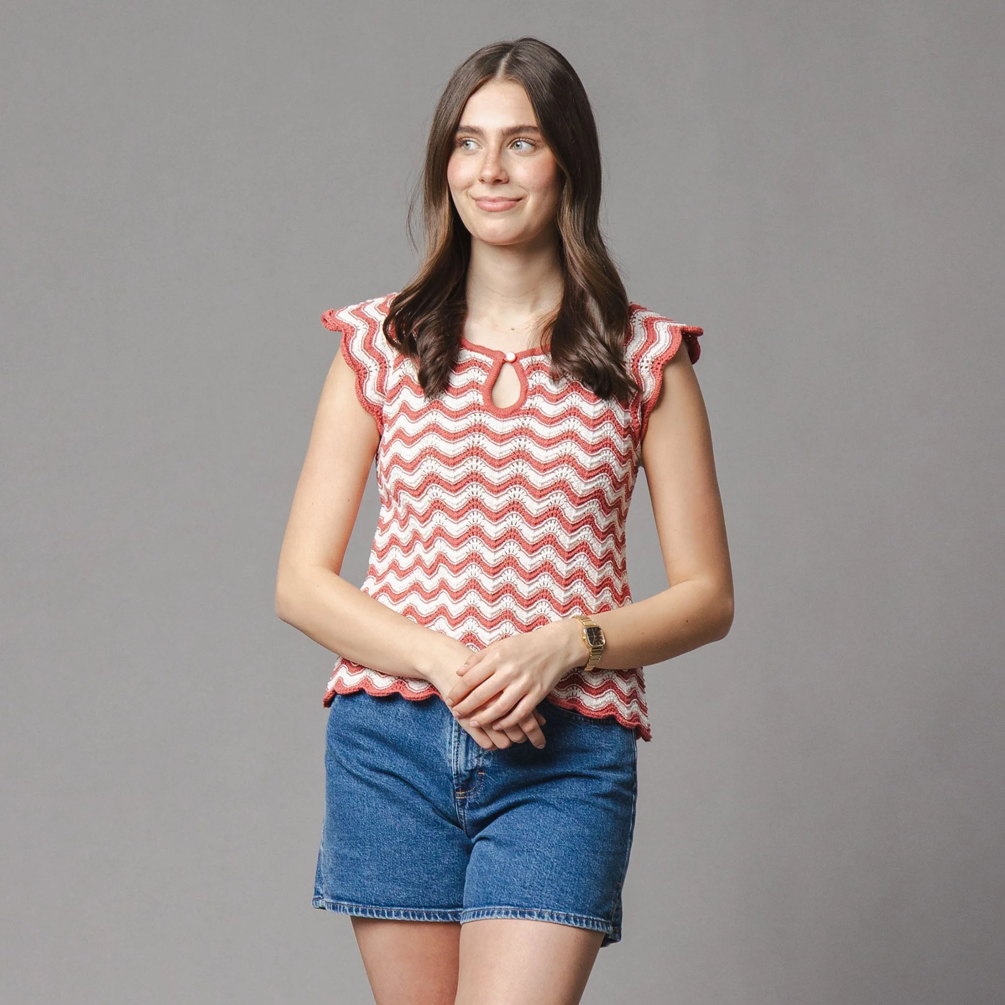 Natural Organic Flutter Sleeve Sweater Top Luxury