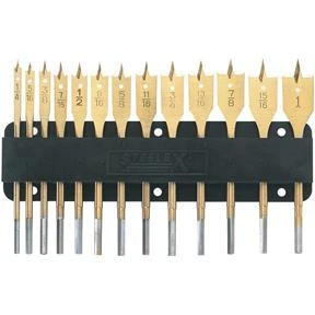 Long-Lasting 13 Piece Piece Flat Titanium Spade Drill Bit Set for Drilling Boring Wood Tool Versatile