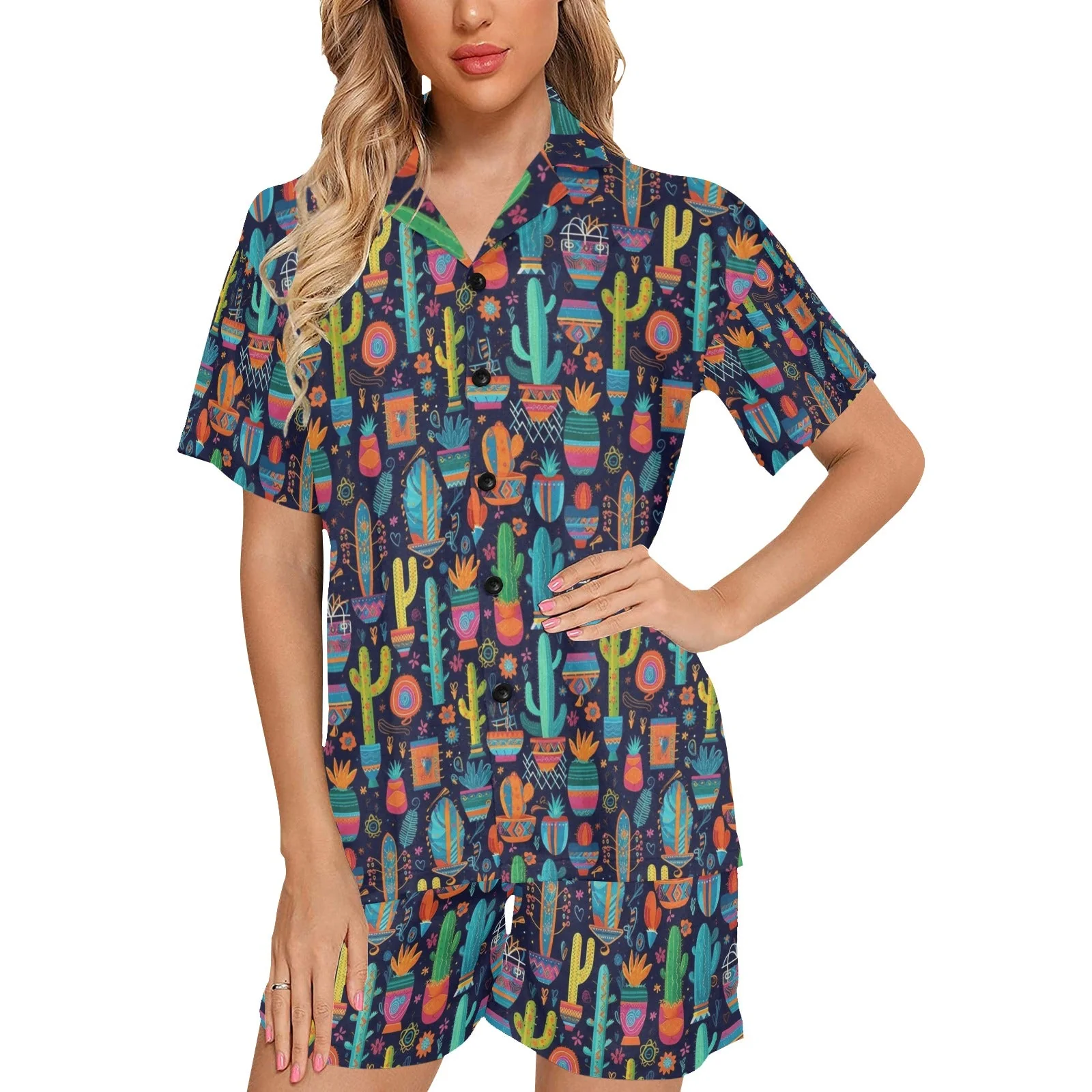 World-Class Crazy Cactus Lady Women's Western Pajama Set Elegant