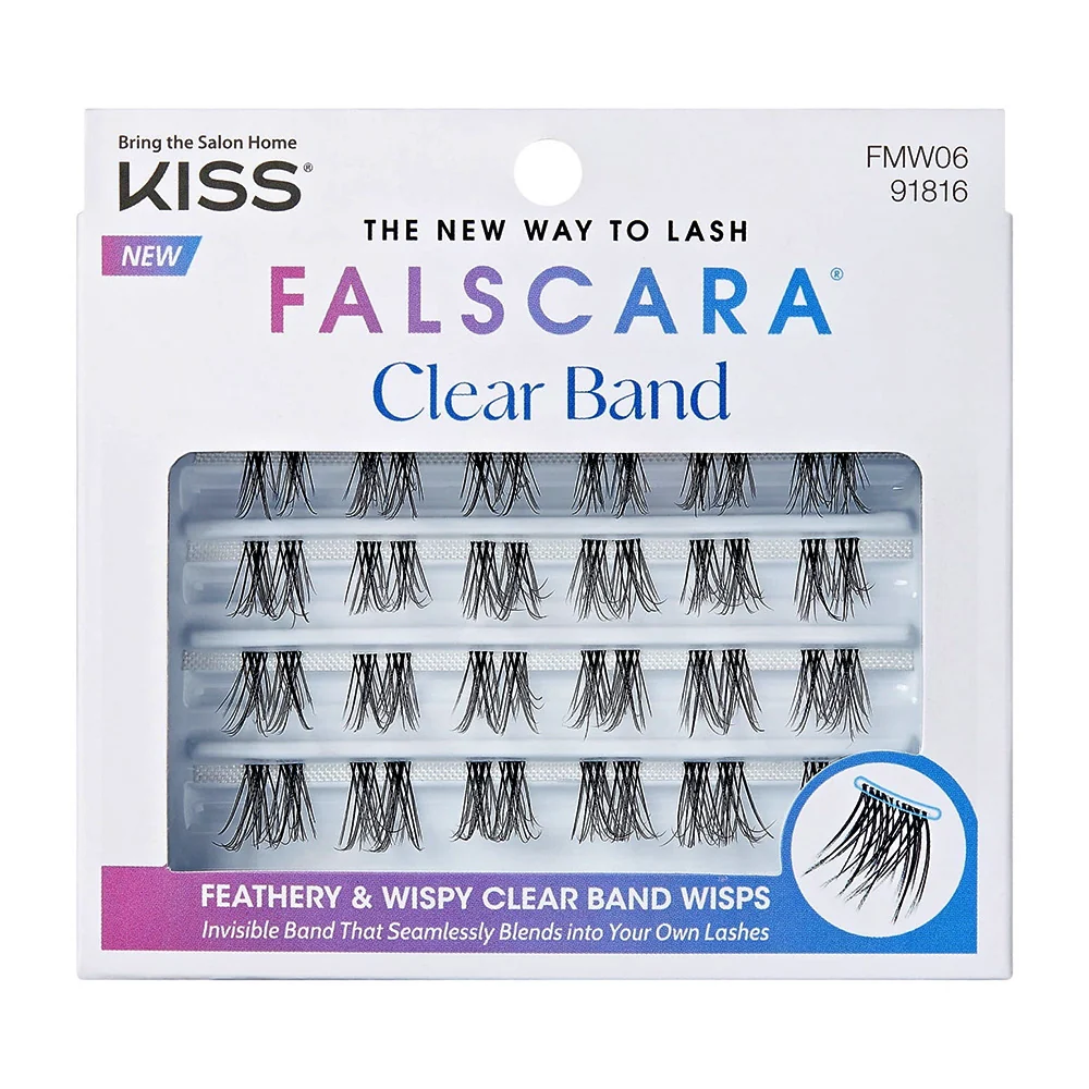 Official Kiss Falscara Lash Extension Kit Clear Band Black 24Ea Quality