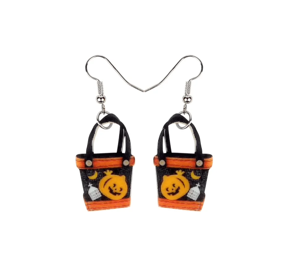 Traditional Trick-or-treat Halloween Bag Drop Earrings Natural