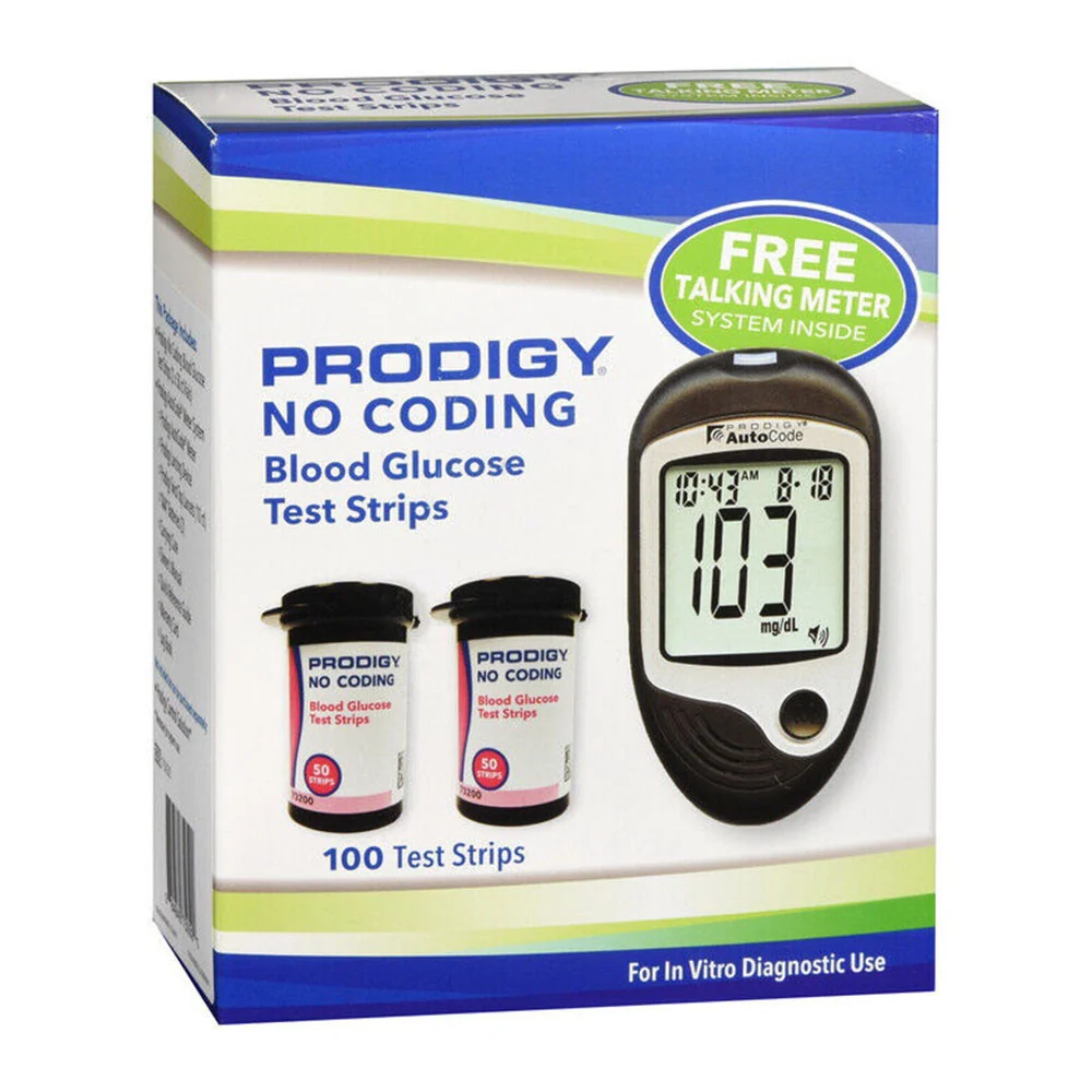 Stylish Prodigy No Coading Blood Glucose Test Strips With Meter 1 Ea Artisan