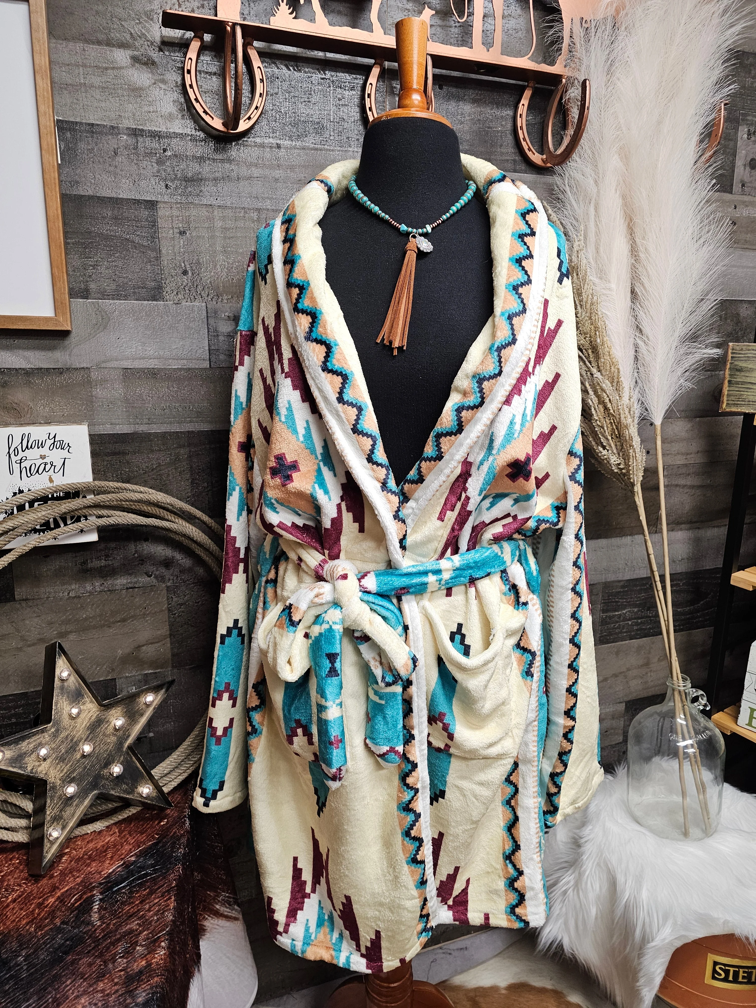 Exclusive Taos Aztec Women's Bath Robe High-Grade