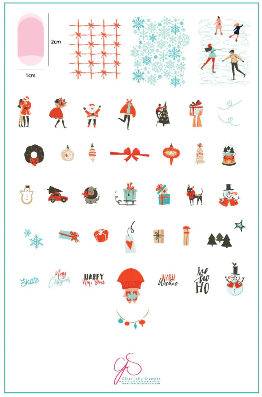 Optimized Christmas in the Park CjS C-49 Steel Nail Art Stamping Plate - Clear Jelly Stamper Professional