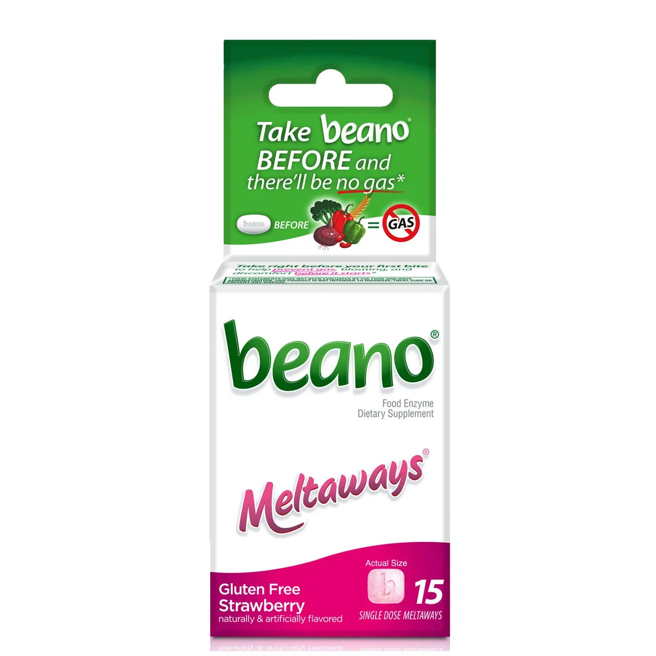 Specialty Beano Meltaways Food Enzyme Dietary Supplement Strawberry 15 Ea Minimalist