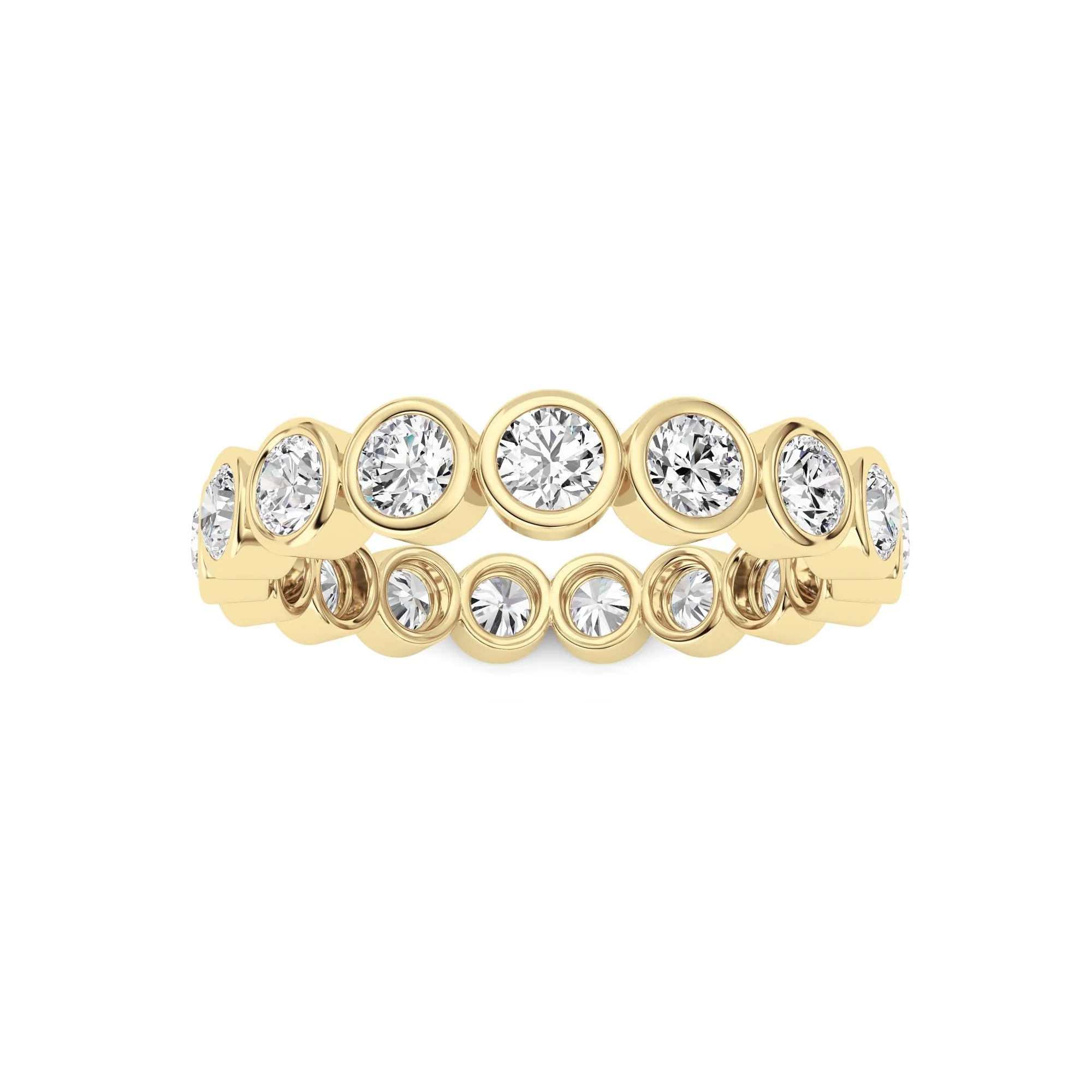 Verified 2.2Cttw Round Shaped Lab Grown Diamond F Eternity Band Ring in 14K Gold Healthy