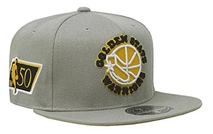 Trendy Mitchell Ness Men's NBA Sunny Gray Fitted Hwc Warriors Fitted Caps Excellent