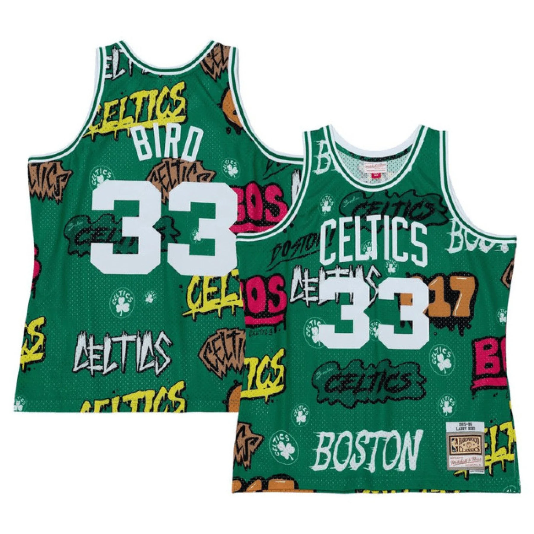 High-Performance Mitchell Ness Men's Slap Sticker Swingman Jersey Celtics 1985 Larry Bird Jerseys Clean