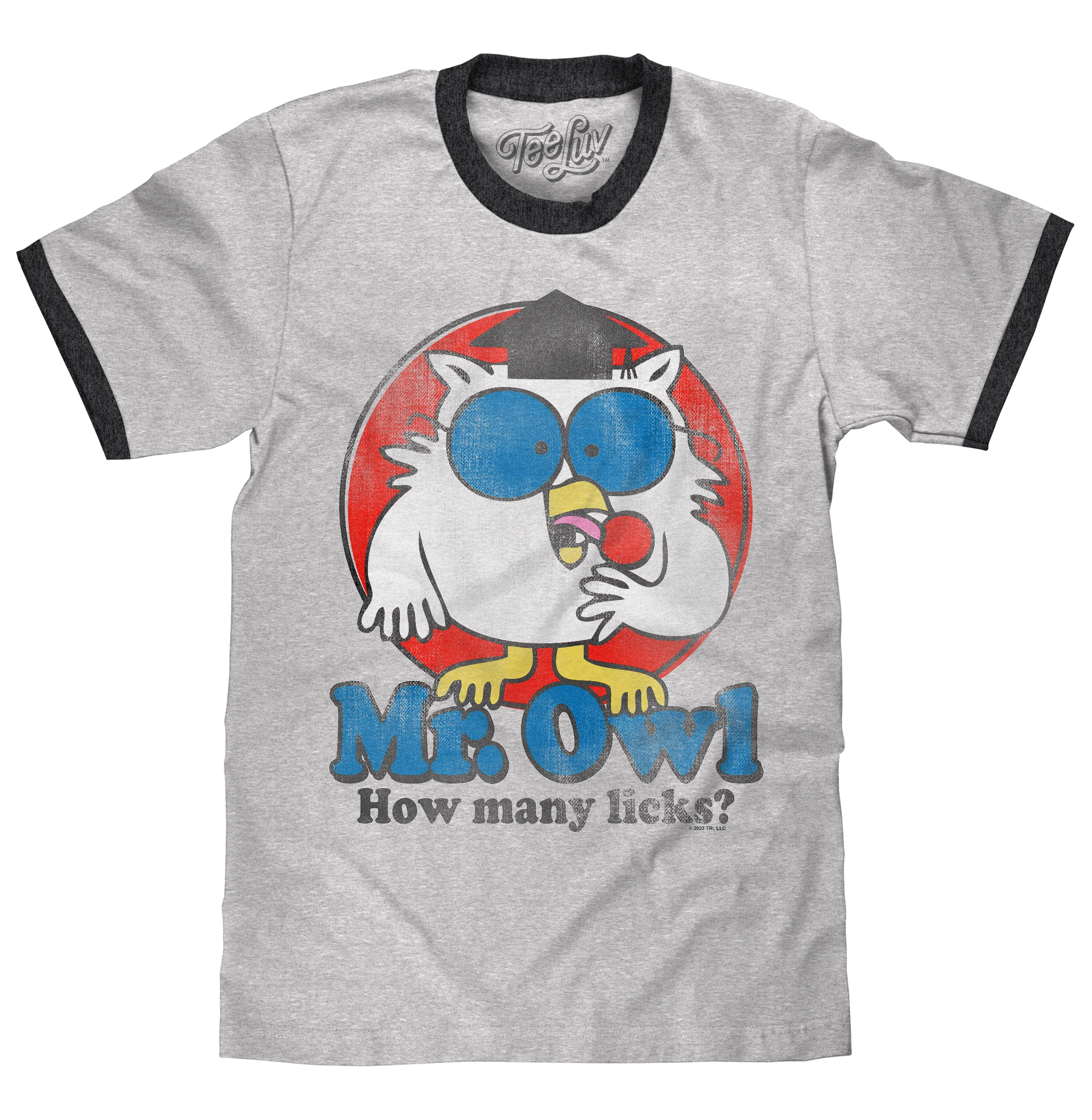 Innovative Mr. Owl How Many Licks Ringer T-Shirt - Gray and Black Easy-to-Use