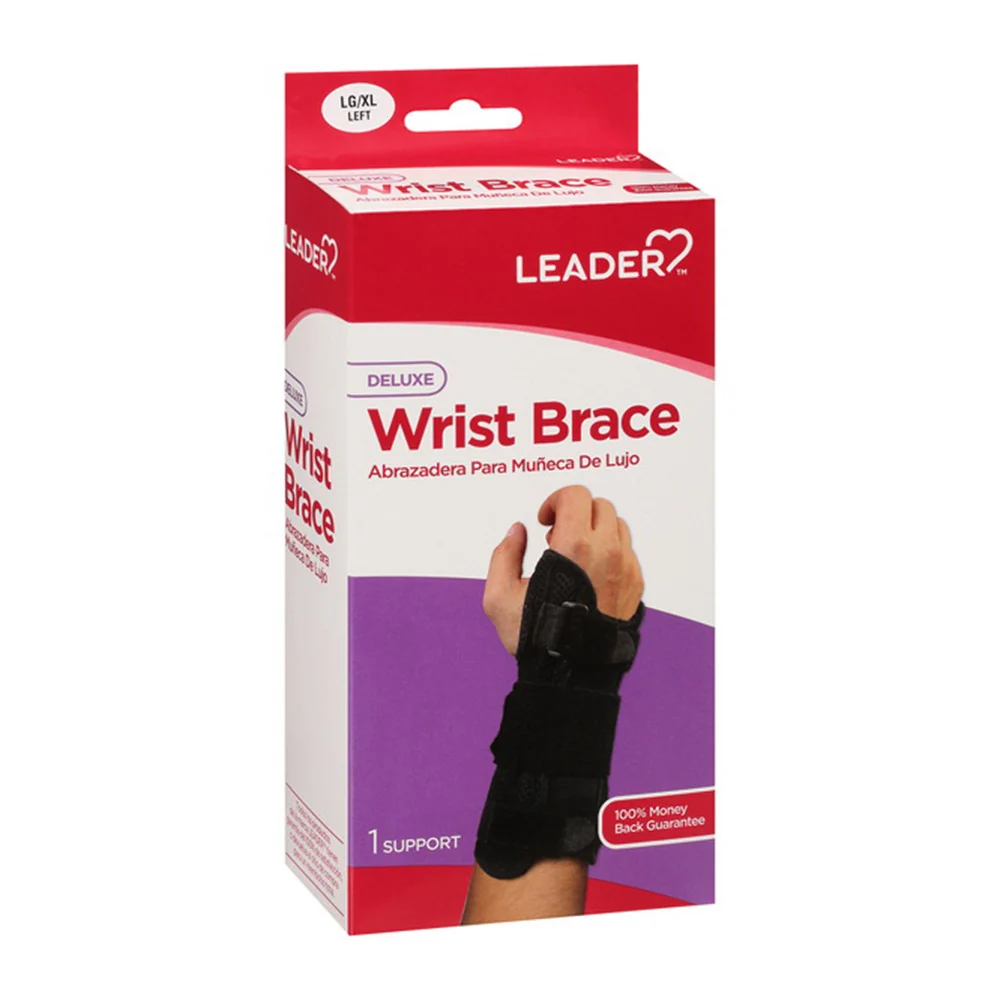 Expertly Made Leader Deluxe Wrist Brace Stabilizer Left Large Extra Large 1 Ea Flexible