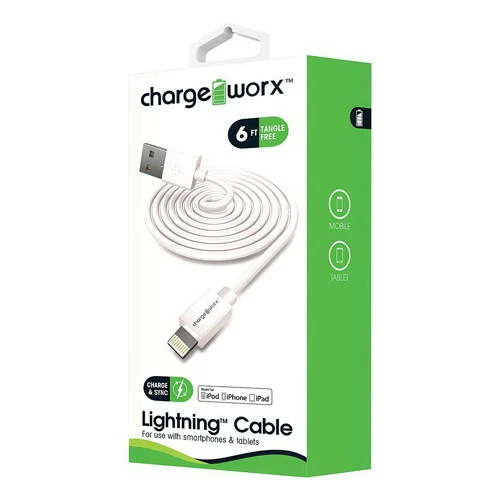 Fine Crafted Chargeworx 6ft Lightning Sync And Charge Cable White 1Ea Refined