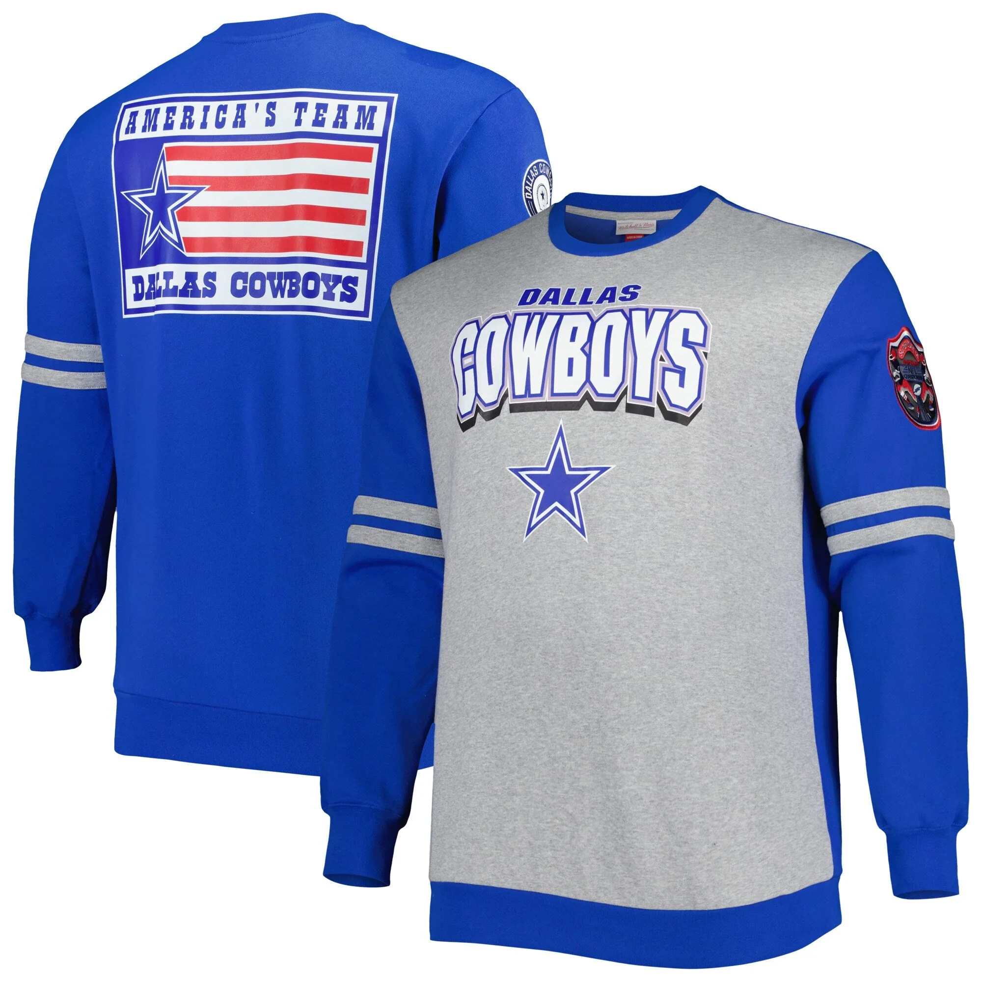 Convenient Mitchell Ness Men's NFL Allover Crew 2.0 Cowboys Functional