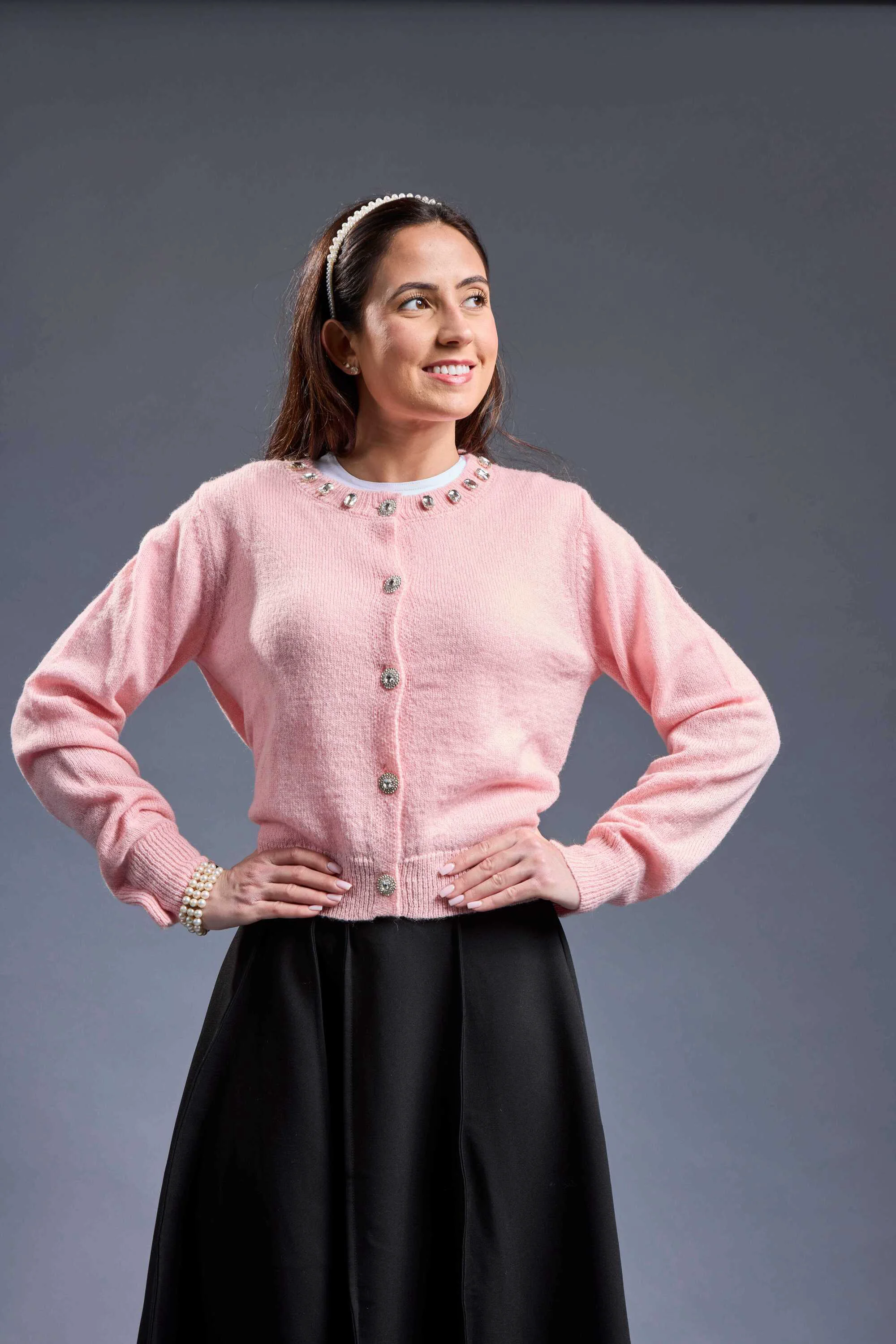 Stylish MiJN Knit Cardigan Beaded Neckline Specialty