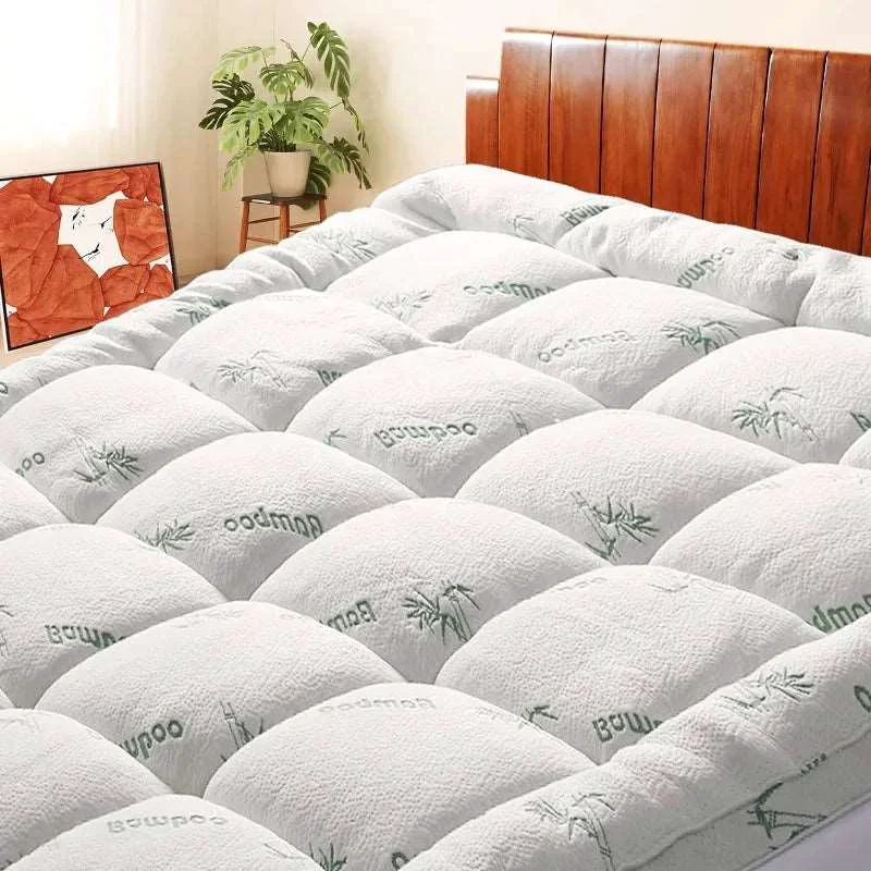 Green Mattress Topper for Back Pain Cooling Extra Thick Soft Quilted Cover Sustainable