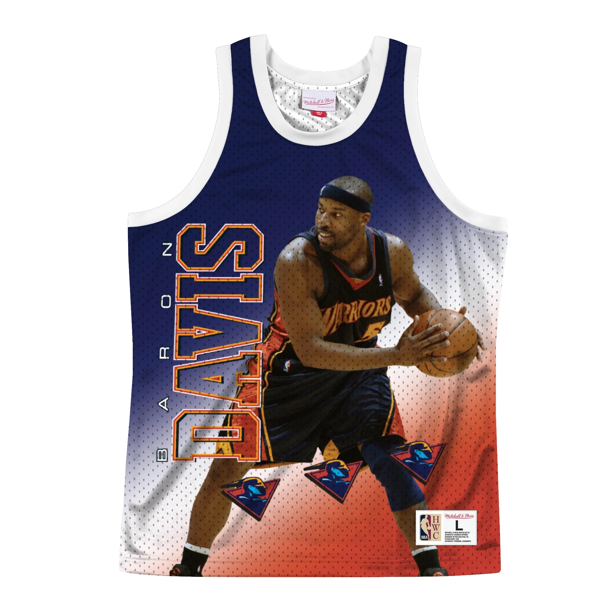 Fast Mitchell Ness Men's NBA Behind The Back Tank Golden State Warriors Baron Davis Optimized