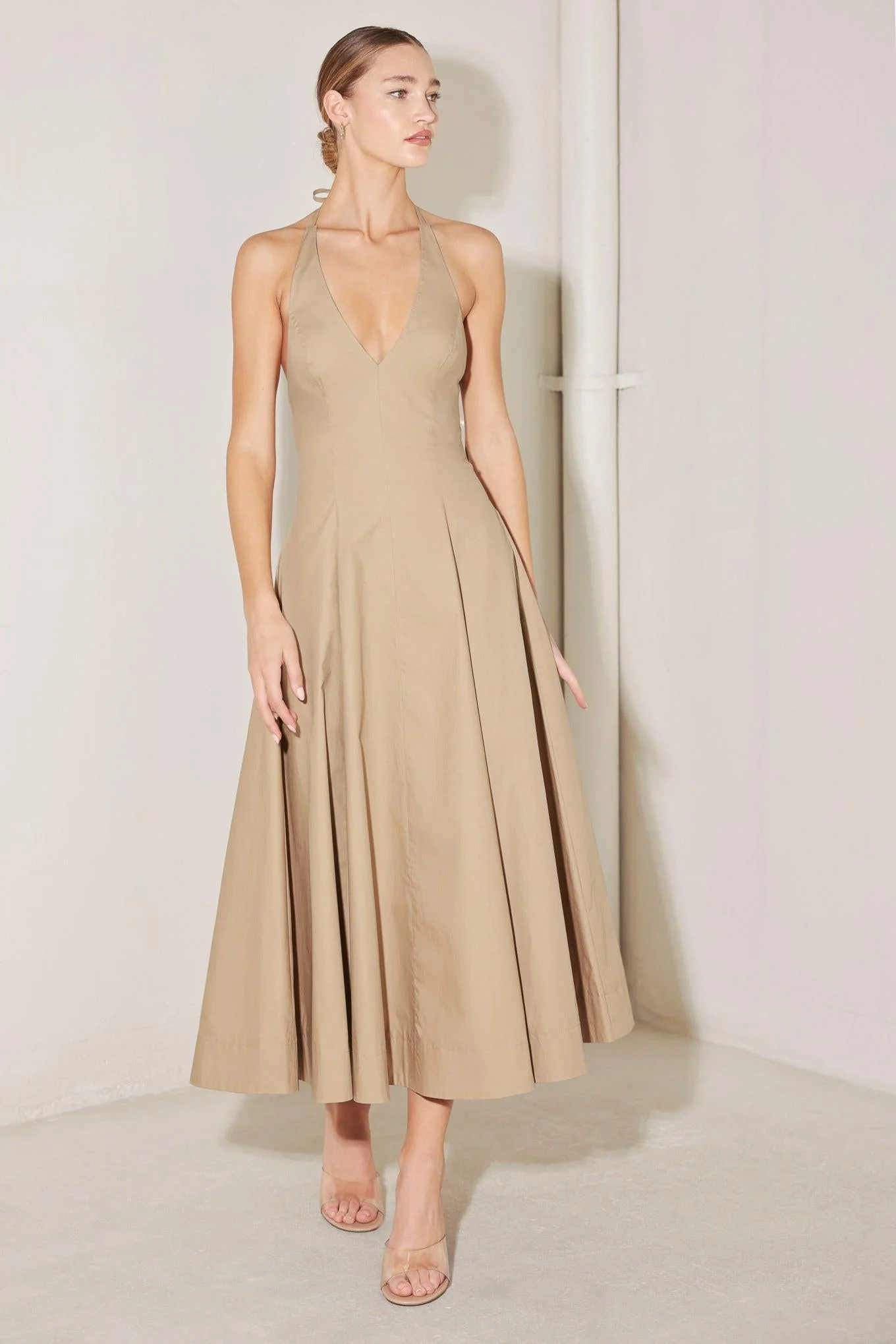 Proven Resort Main Character Woven Midi Dress Natural