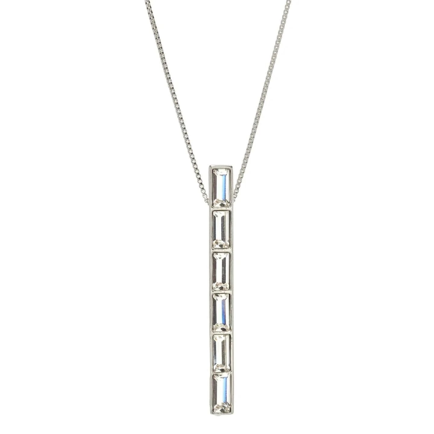 Crafted Clear Swaroki Crystal Necklace – Rectangular Crystal Swaroki Bar Pendant Necklace By callura Authentic