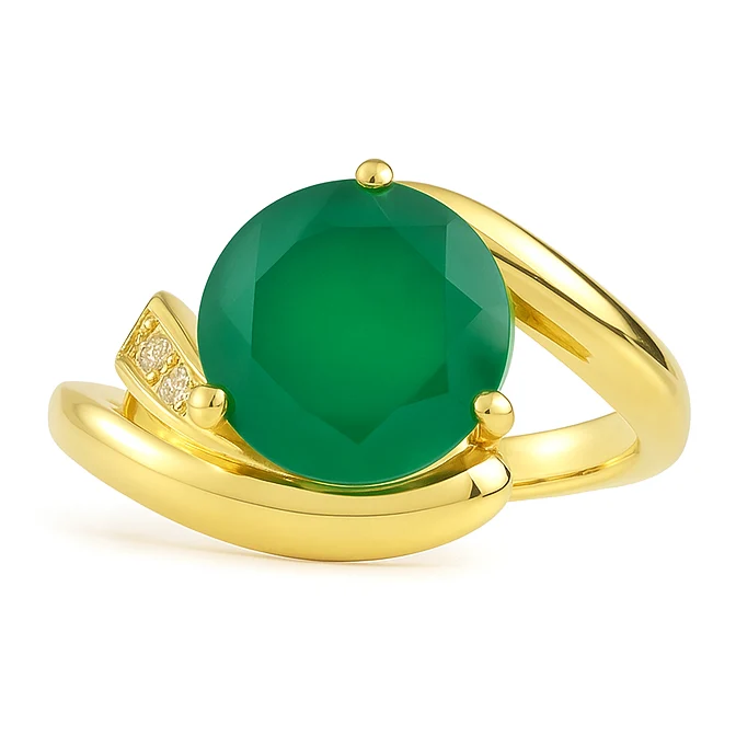 Trusted Natural Green Agate Sterling Silver Bypass Ring Exceptional