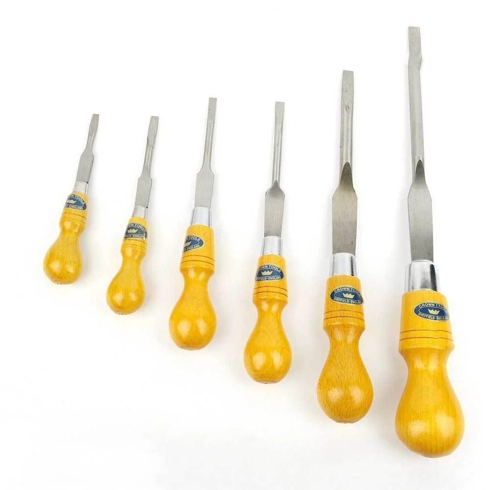 Genuine 6 Pc Wood Handle Cabinet Flat Screwdriver Tool Set Woodworker's Convenient