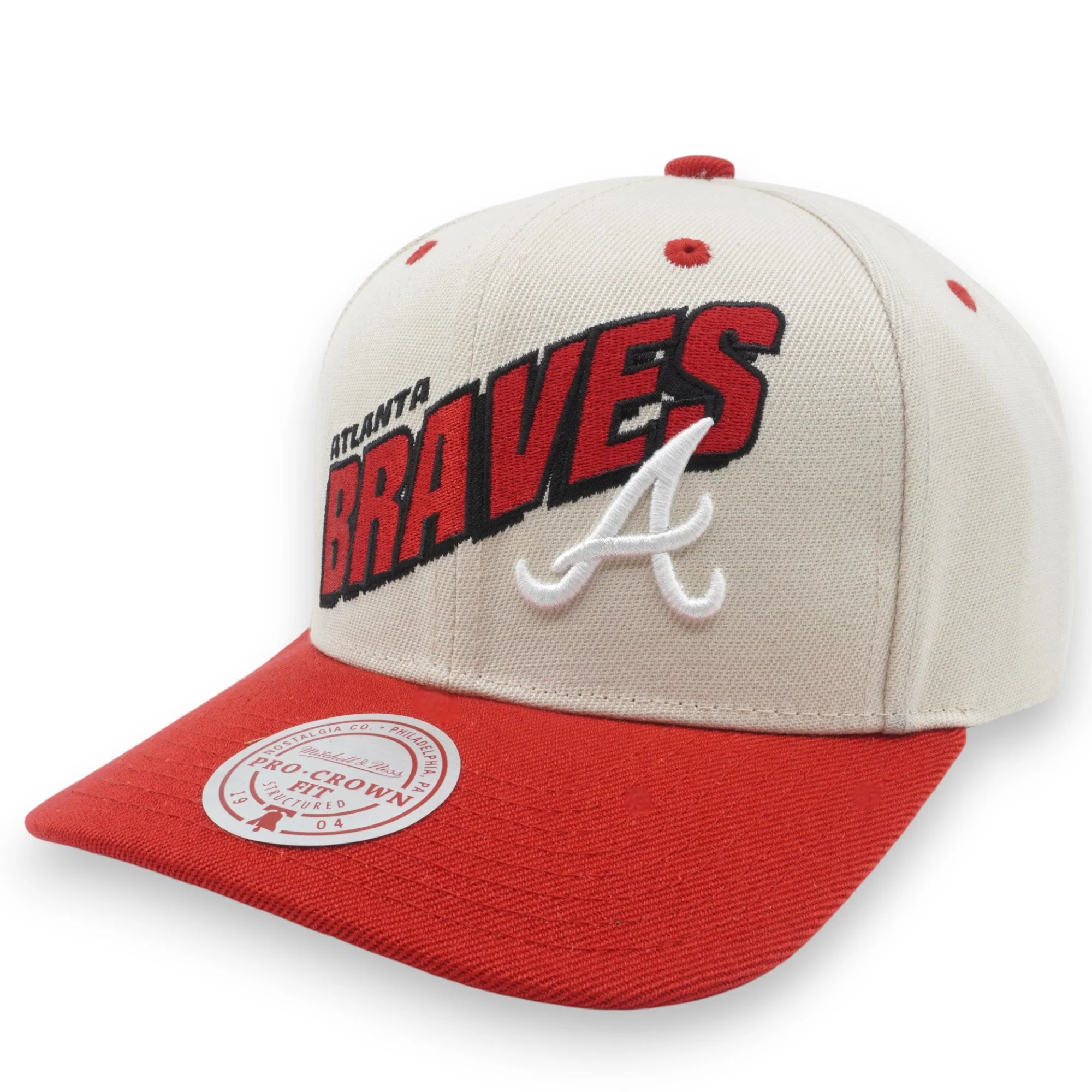Expertly Made Mitchell Ness Men's MLB Retro Type Pro Snapback Braves Snapback Caps Contemporary