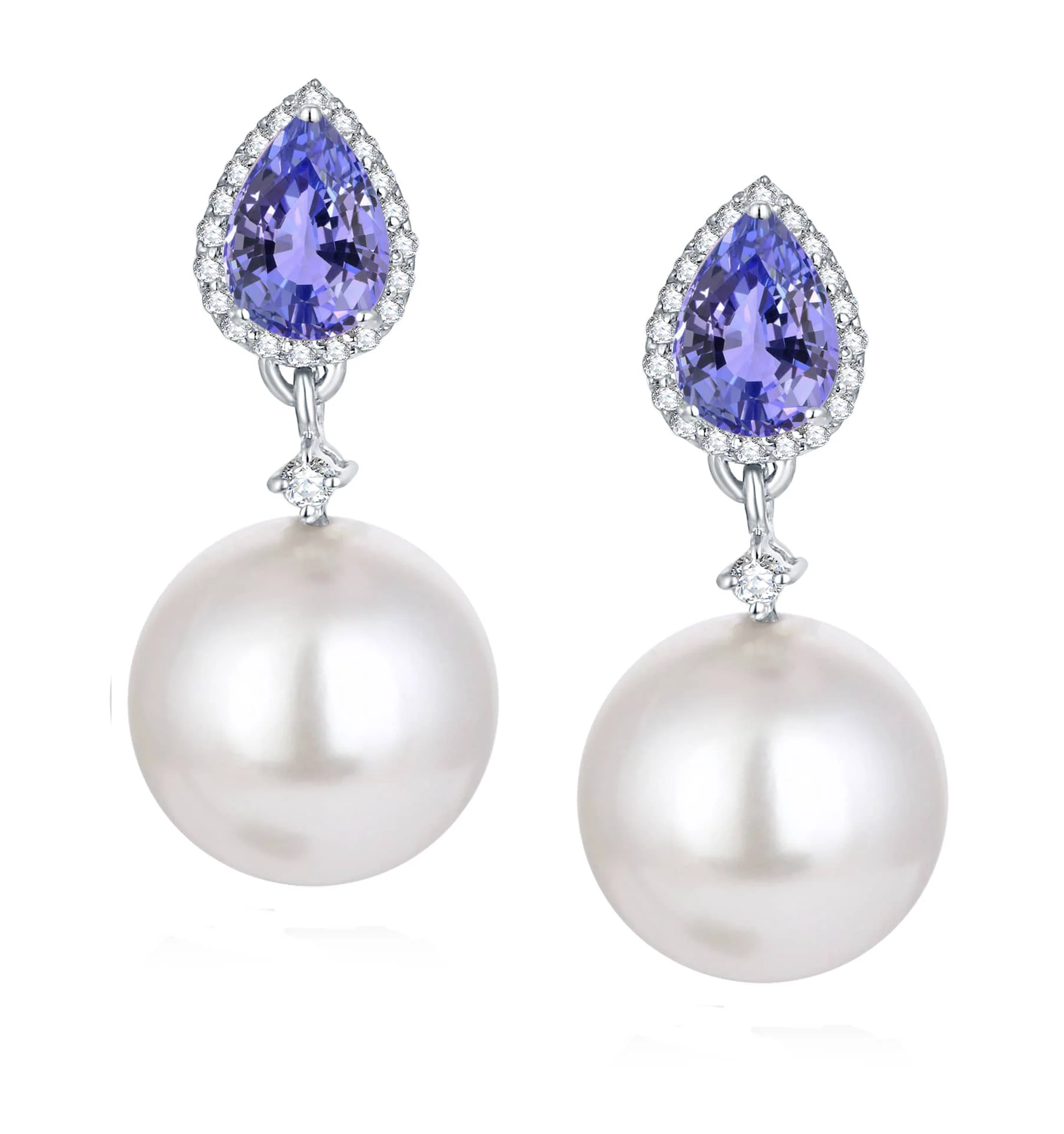 Trendy V3 Jewelry Sterling Silver with Natural Tanzanite Shell Pearl and White Topaz Drop Earring Responsible