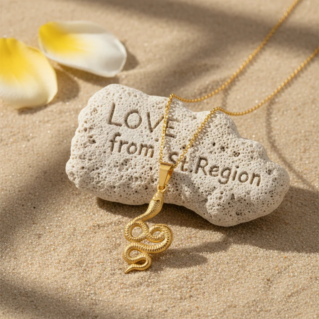 Crafted Goldtone Snake Pendant Necklace Durable