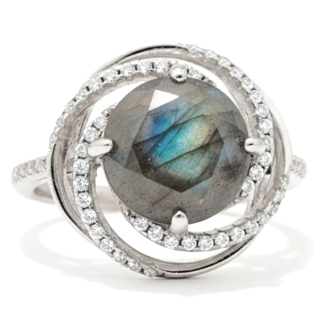 Authentic Natural Labradorite 925 Sterling Silver Statement Ring Outstanding