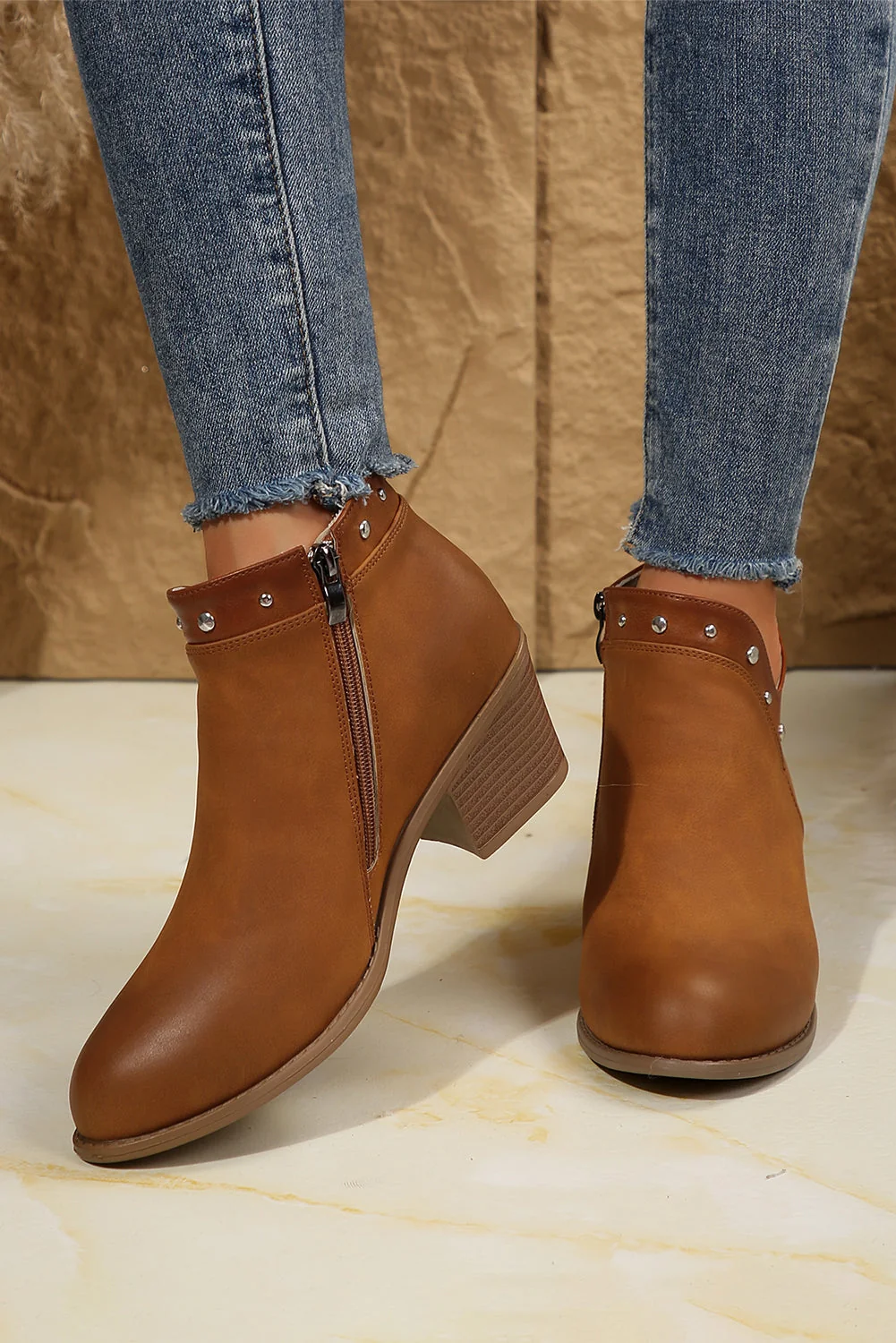 Consistent Threaded Pear Melody Studded Ankle Boots Relaxed