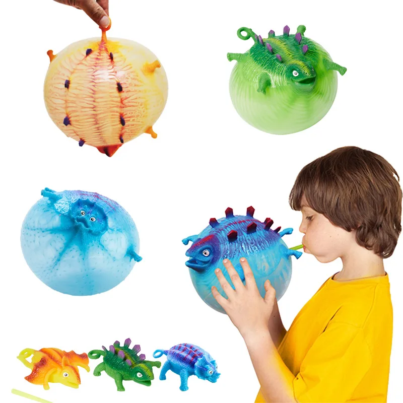 Certified 3PCS Inflatable Dinosaur Squeeze Vent Ball Fidget Toy Set Organic