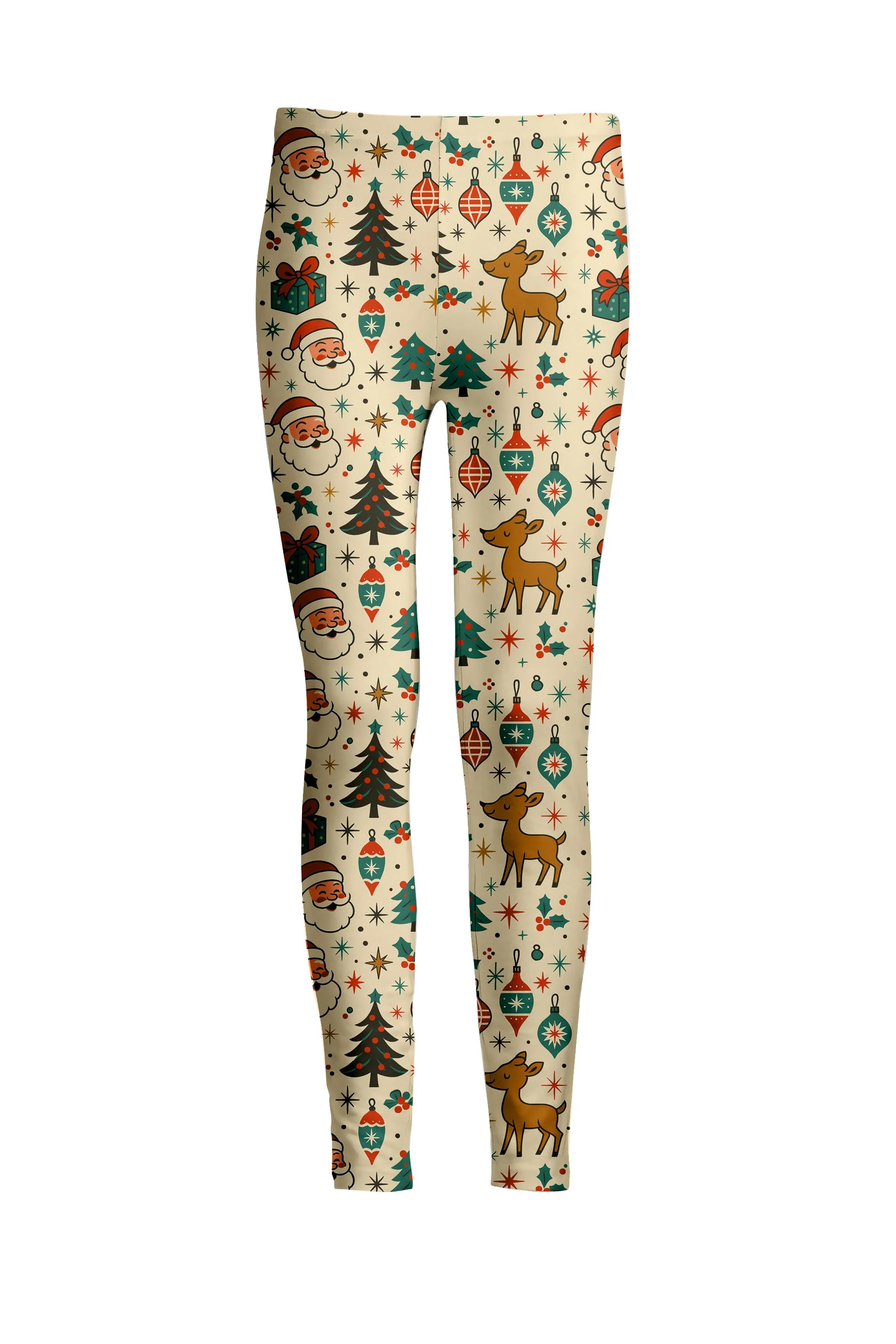 Eco-Friendly Lily by Firmiana Women's Medium Rise Printed Legging Red Tan Plaid Holiday Print Responsible