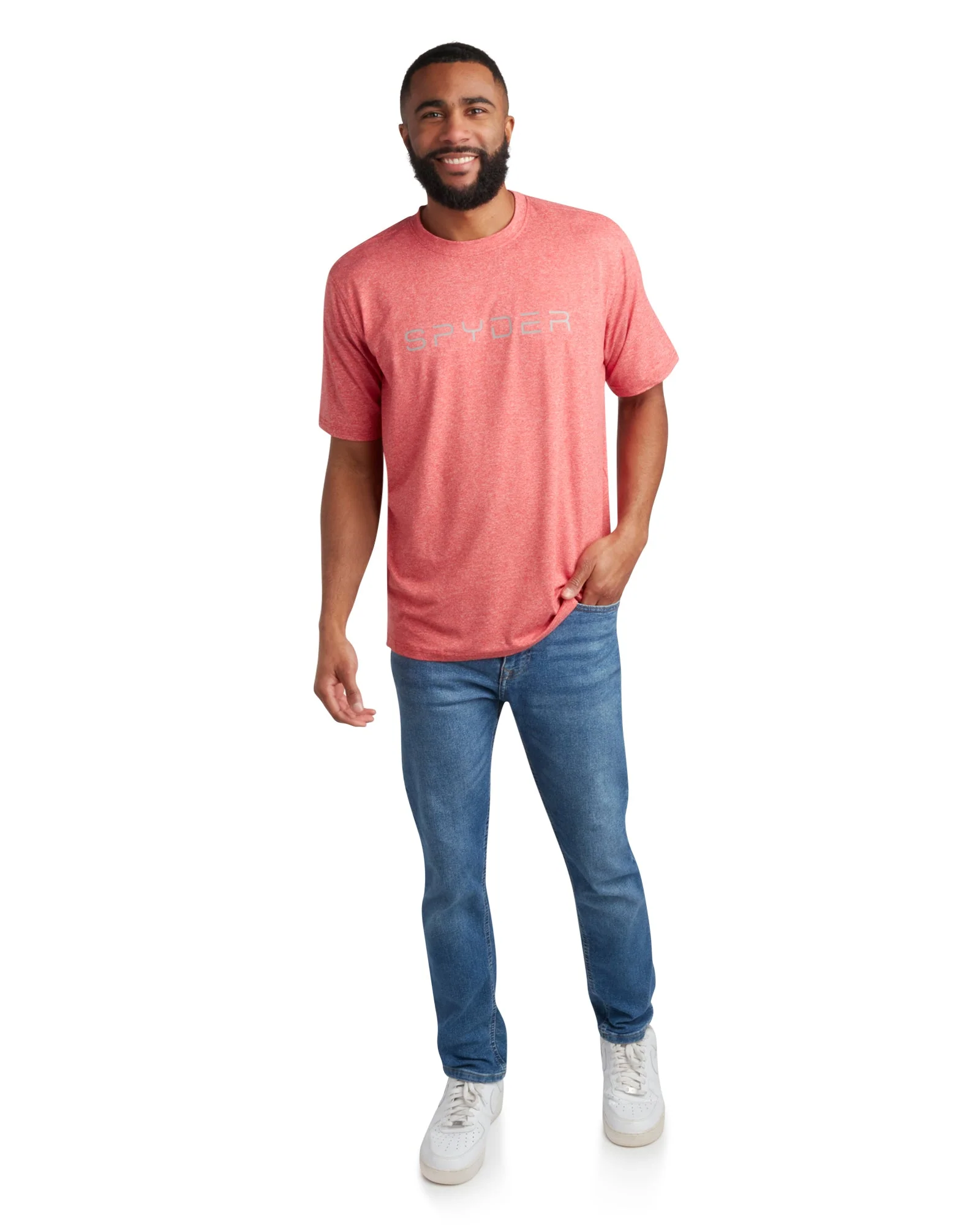 Top-Quality Men's Short Sleeve Wordmark Tee - Spyder Red Casual