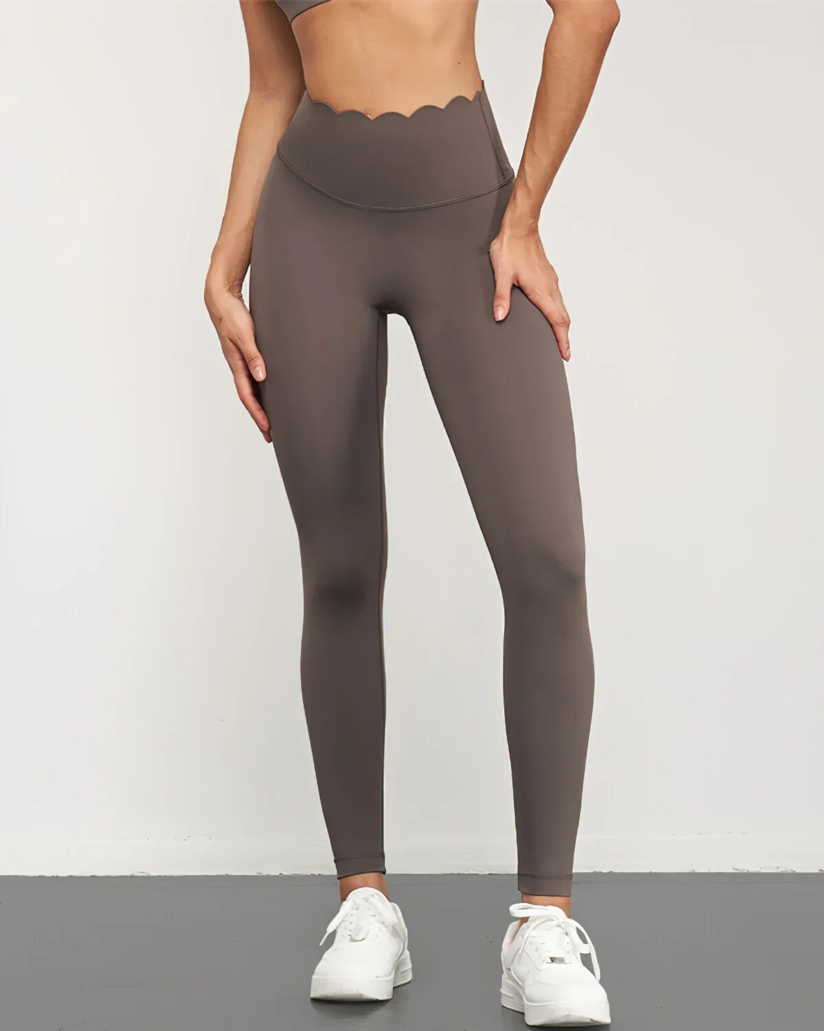 Contemporary Hello Day Scalloped Waist High Rise Leggings Efficient
