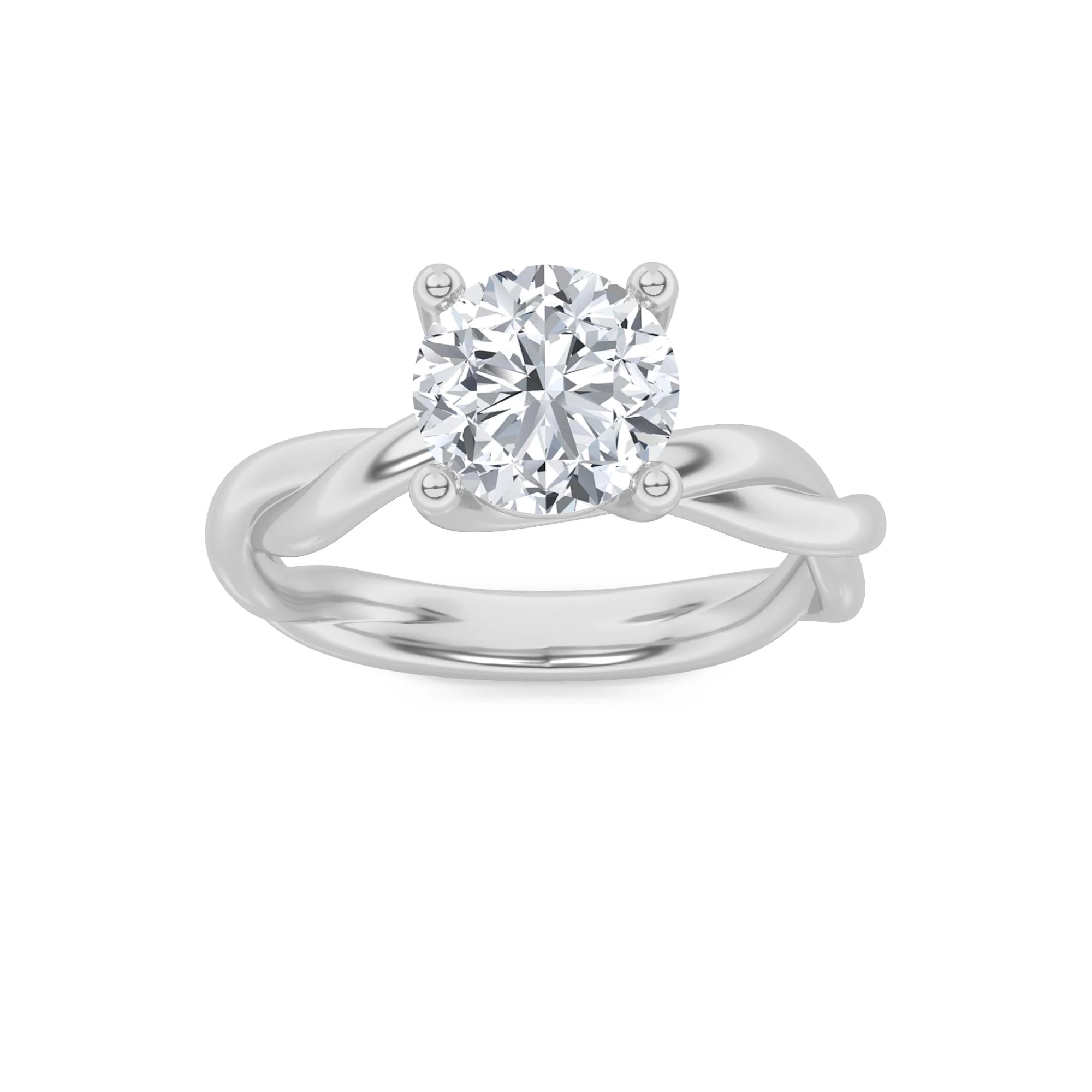 Classic 2Cttw Round Shaped Lab Grown Diamond F Twisted Shank Solitaire Engagement Ring in 14K Gold Genuine