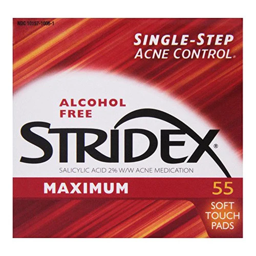 Solid Stridex Triple Action Acne Pads With Salicylic Acid Maximum Strength Alcohol 55 Ea High-End