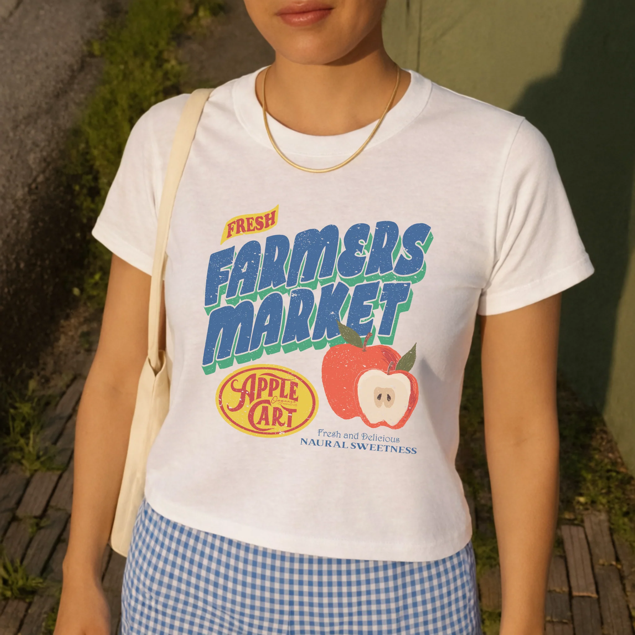 Clean Fresh Farmers Market Apple Graphic Tee Vintage Fruit Market Shirt for Women Responsible