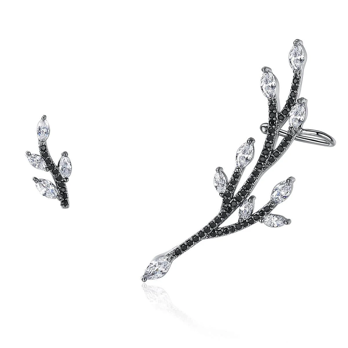 Carefully Designed Crystal Cubic Zirconia Branch Stud Earring Ear Cuff Trusted