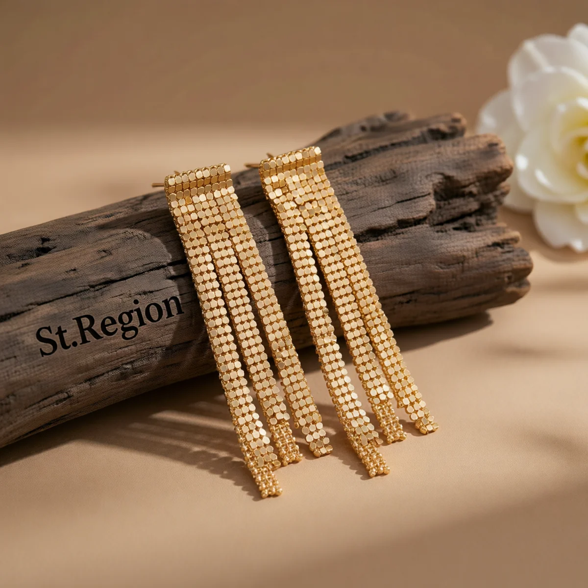 Superior Goldtone Sequin Tassel Dangle Earrings Luxury