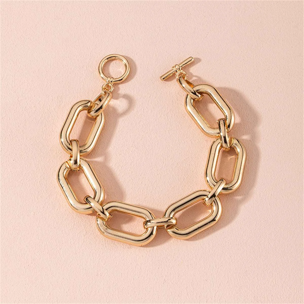 Clean Goldtone Open Oval Toggle Bracelet Specialty