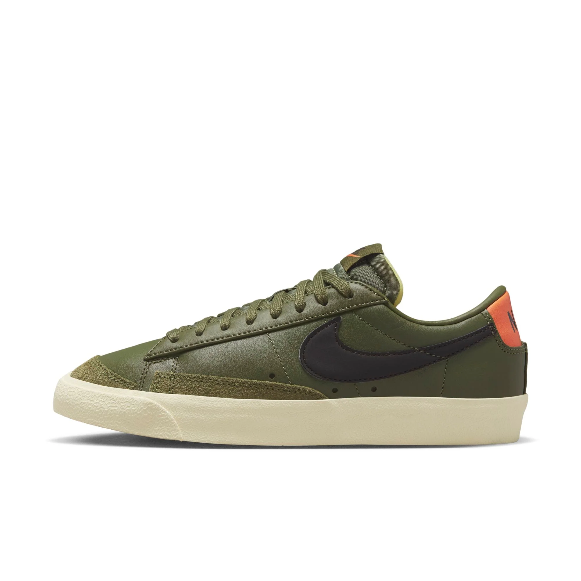 Detailed Nike Women's Blazer Low 77 'Medium Olive Orange Trans' Sneakers High-Performance