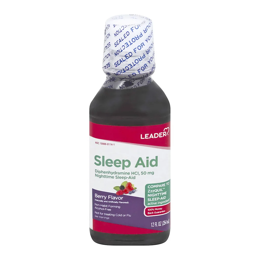 Green Leader Nighttime Sleep Aid 50Mg Liquid Berry Flavor 12 Oz Comfortable
