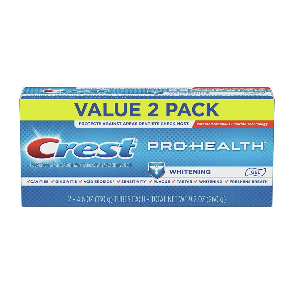 First-Class Crest Pro-health Whitening Gel Toothpaste with Sensitive And Enamel Shield 4.6 Oz 2 Ea Eco-Friendly