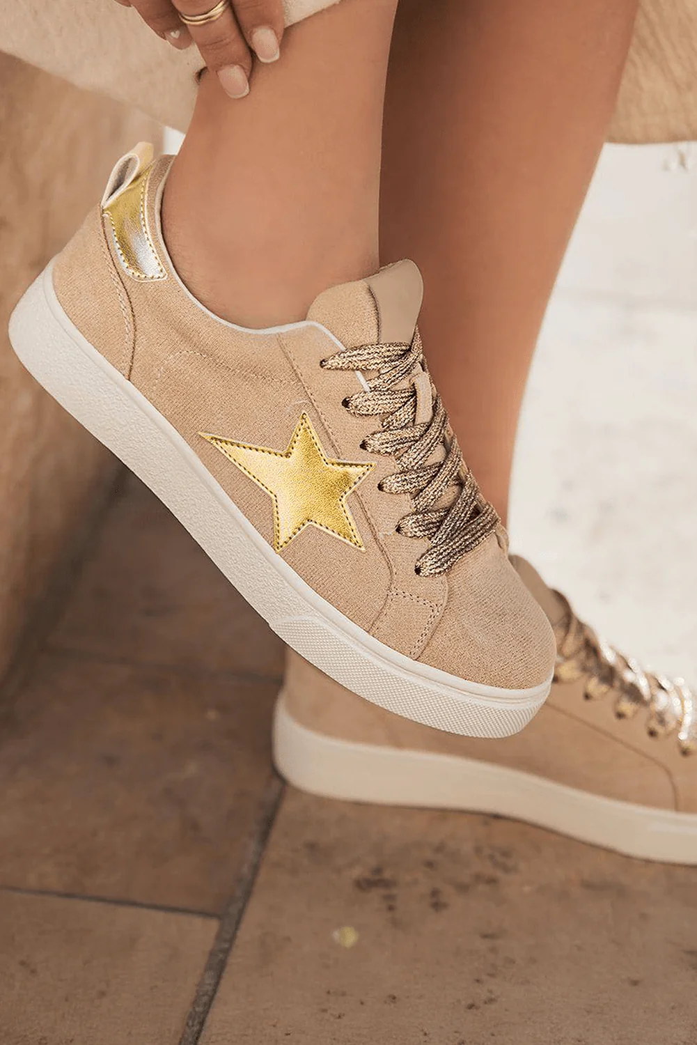 Safe Threaded Pear Emily Patchwork Lace Up Sneakers Exceptional