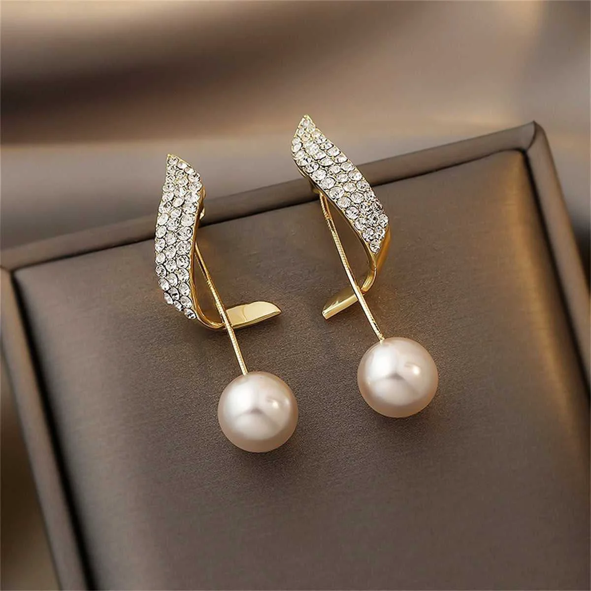 Sustainable Pearl Cubic Zirconia Goldtone Embellished Wing Ear Jackets Functional