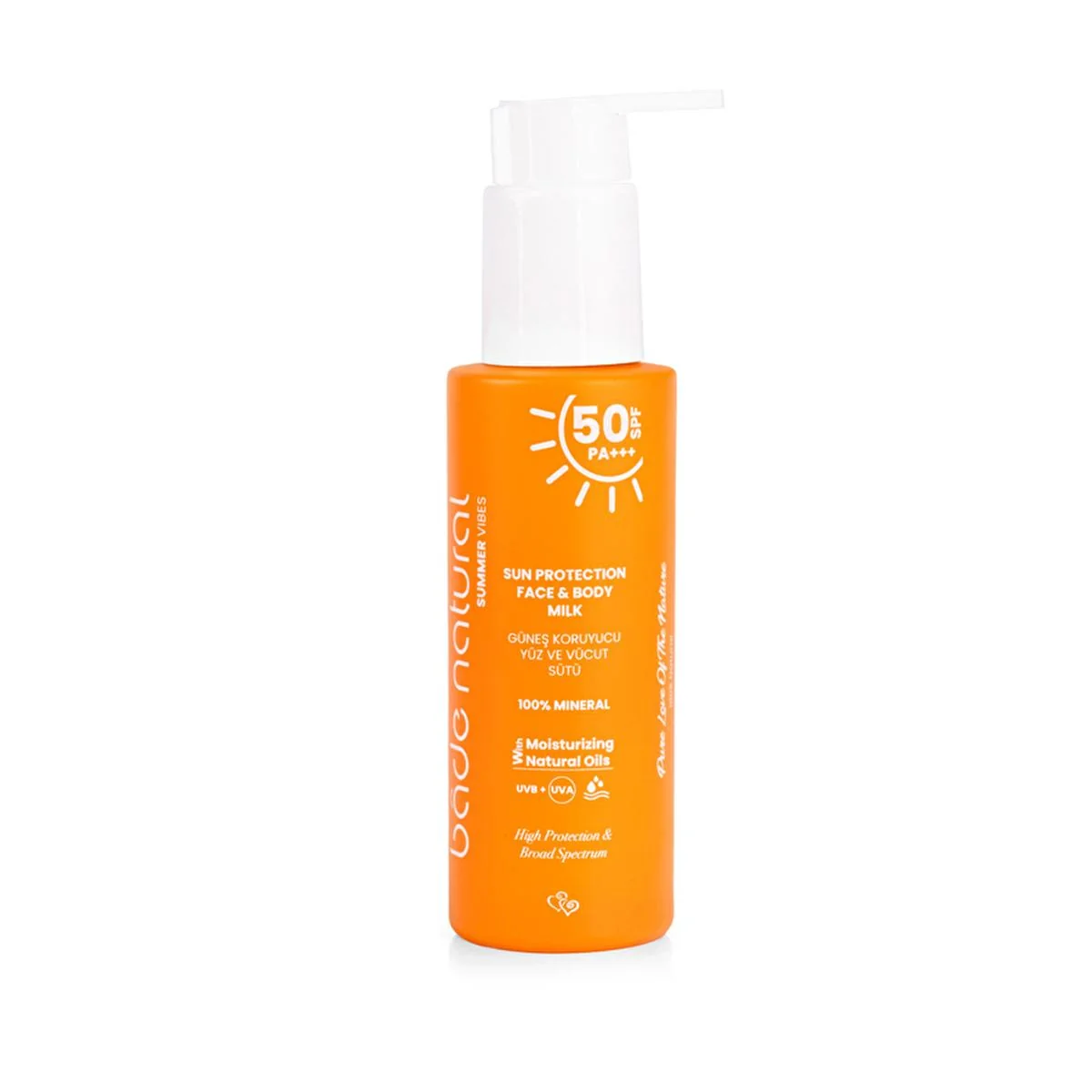 Top-Quality Bade Natural SPF 50 Mineral Sunscreen Lotion Natural UVA UVB Protection for Face Body with Zinc Oxide Calendula - 3.38 fl oz Artisan
