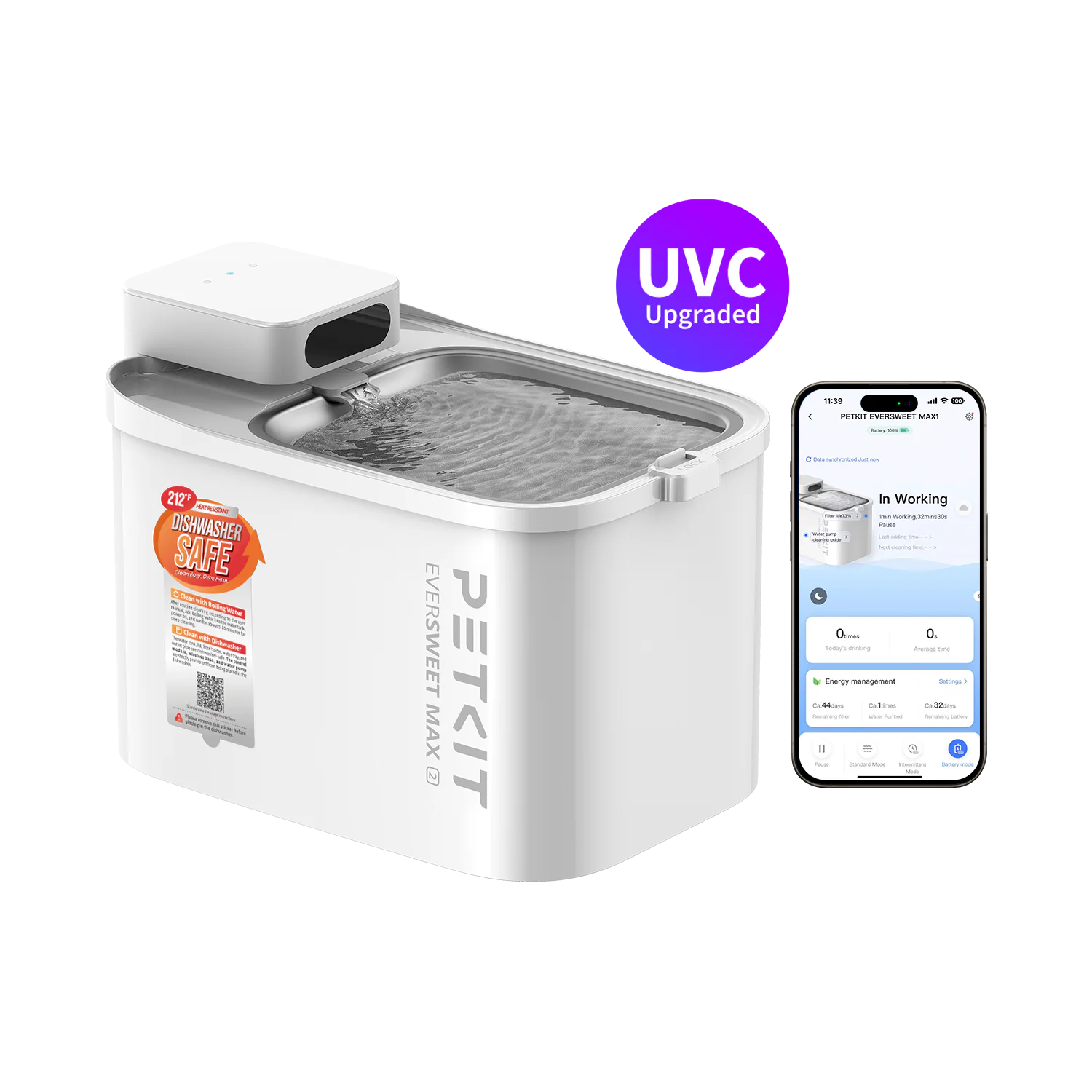 Recyclable EverSweet Max 2 UVC Pet Water Fountain Selected