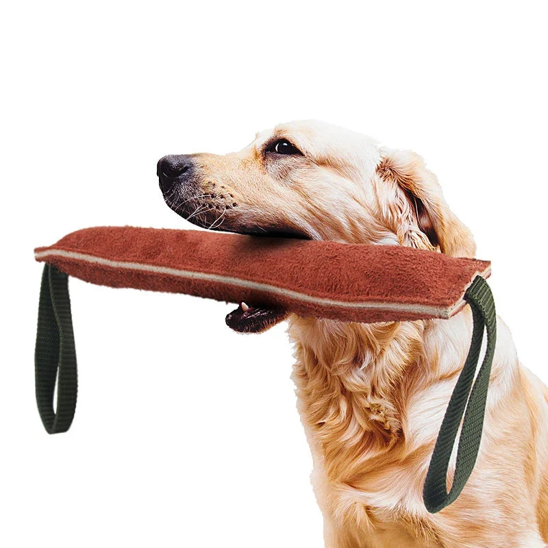 Dependable Leather Dog Training Bite Tug Toy Detailed