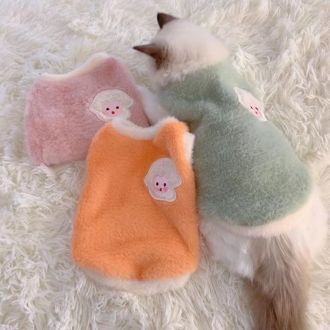 Premium Faux Rabbit Fur Plush Dog Cat Vest Secure