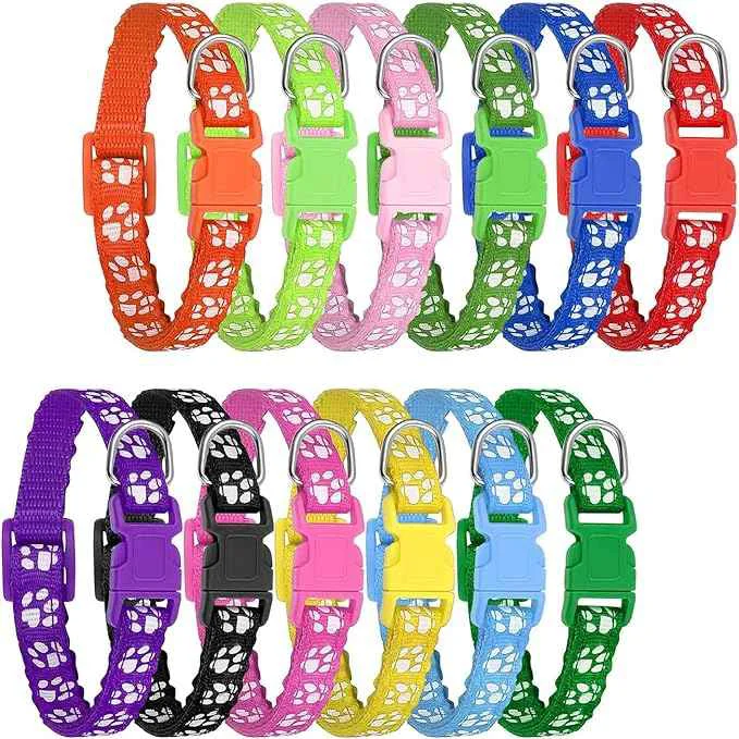 Certified 12 Pack Puppy Collars for Litter Adjustable Puppy ID Collars Soft Nylon Fine Crafted