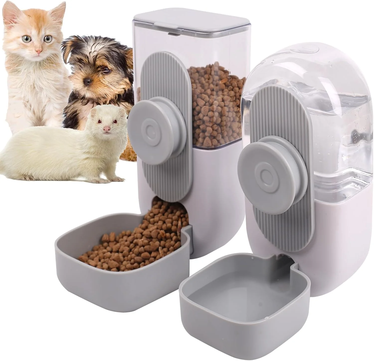 User-Friendly Hanging Automatic Pet Food And Water Dispenser Auto Gravity Rabbit Ferret Bunny Hedgehog Feeder And Water Dispenser Sets Cat Dog Food And Water Dispenser Food Bowl For Cage Hanging Breathable