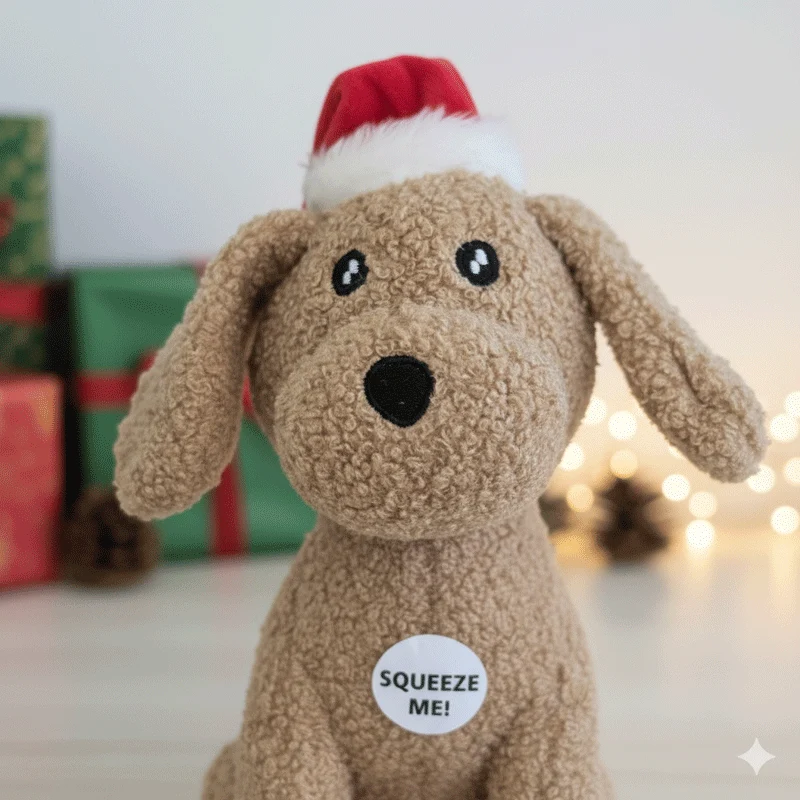 Solid Christmas Puppy Plush Toy With Squeaker Versatile